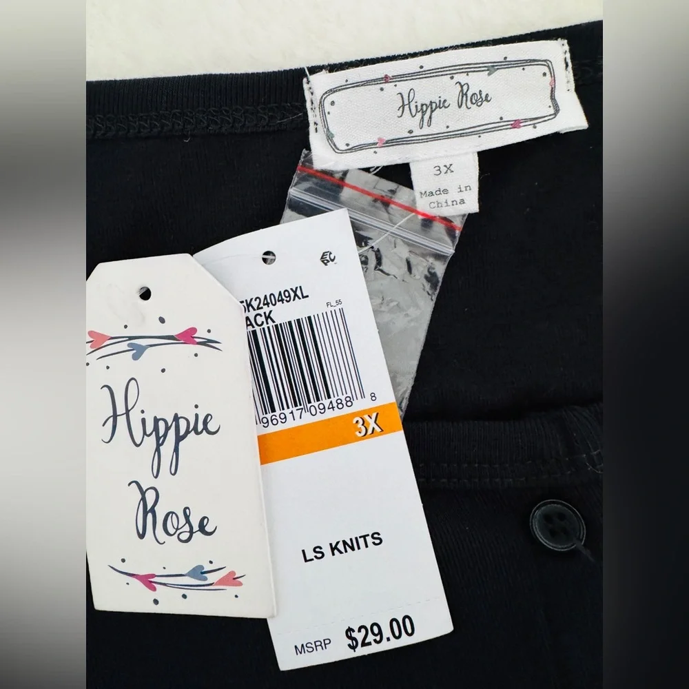 Hippie Rose Black Button Down Cardigan, Size 3X - NWT - Picture 9 of 9